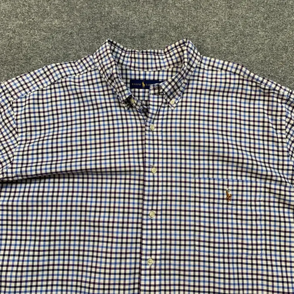 Ralph Lauren Shirt Men 3XB Big Cotton Plaid Check Long Sleeve Button Down Casual